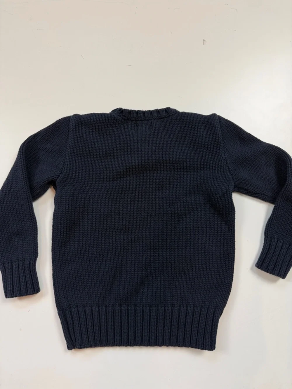 Polo by Ralph Lauren Navy Knit Crewneck Sweater with Flag Motif - Boys Size 6 - Picture 4 of 5